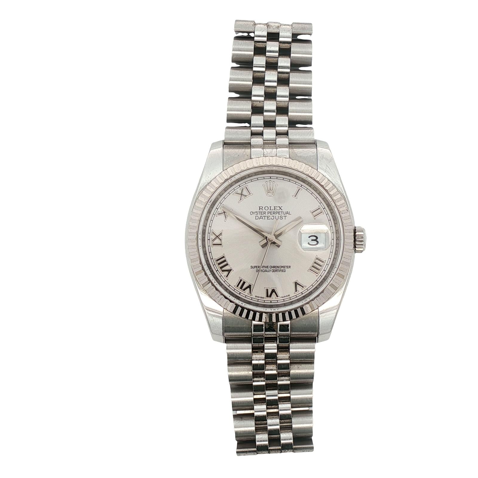 Rolex Datejust 36mm 116234 Rhodium Roman Dial Jubilee Bracelet Circa 2007
