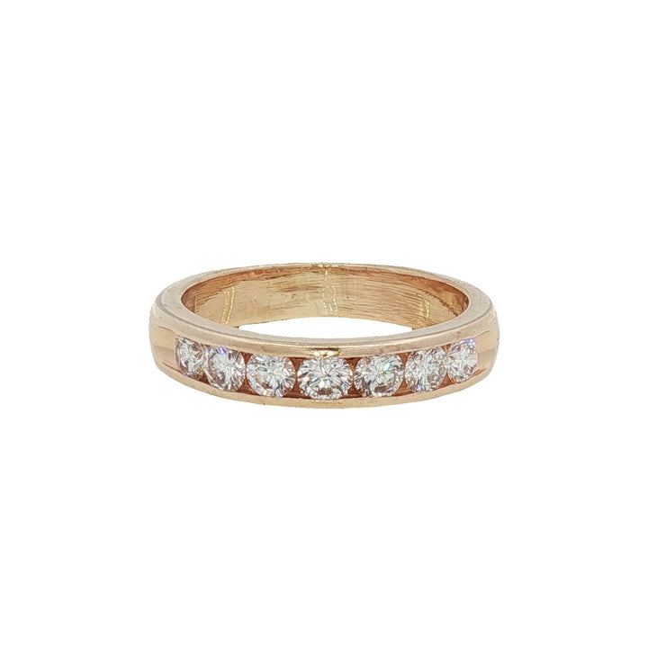 Channel Set Round Brilliant Cut Diamond 14 Karat Yellow Gold Wedding Band Ring