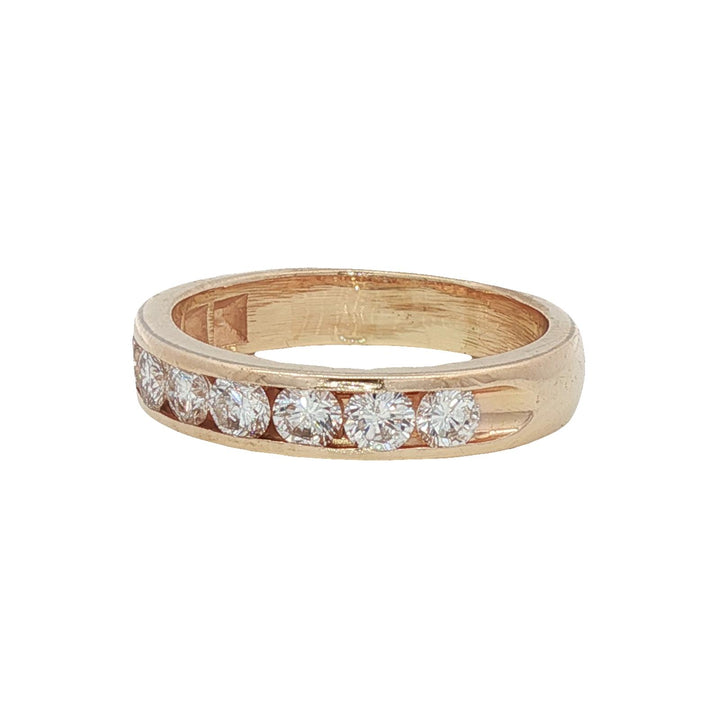 Channel Set Round Brilliant Cut Diamond 14 Karat Yellow Gold Wedding Band Ring
