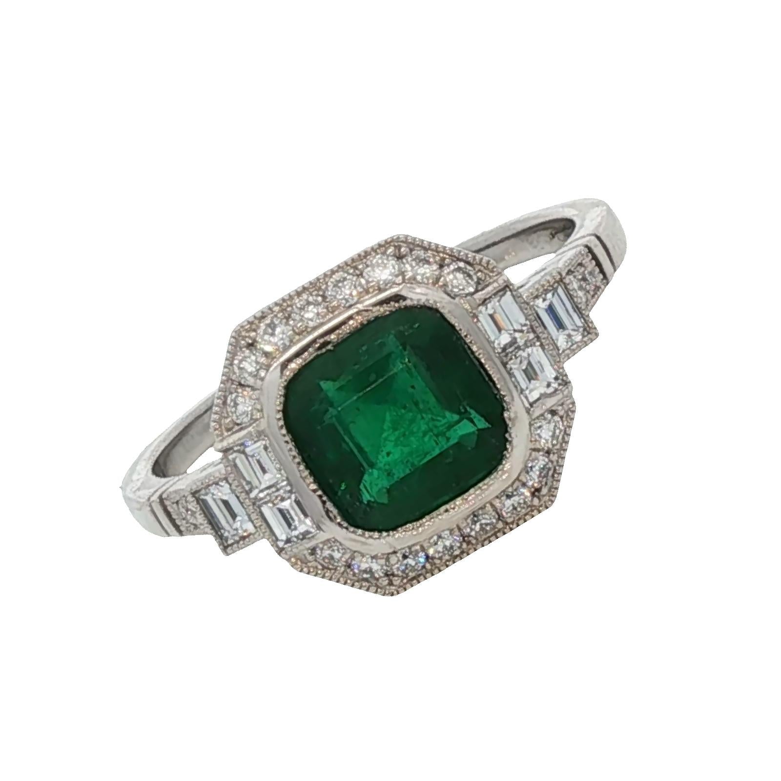 Emerald Diamond Platinum Cocktail Ring New