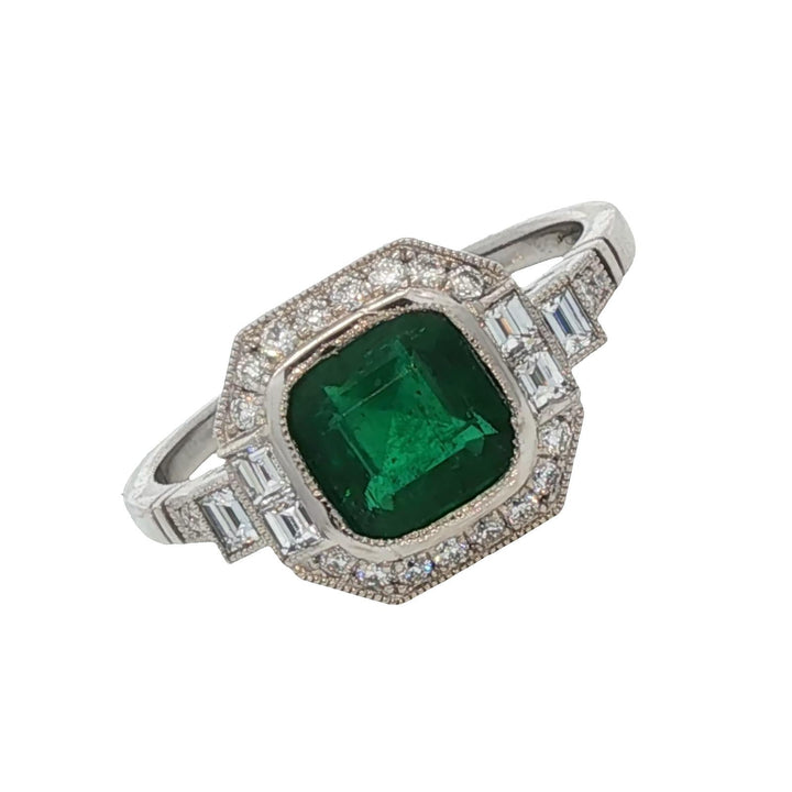 Emerald Diamond Platinum Cocktail Ring New