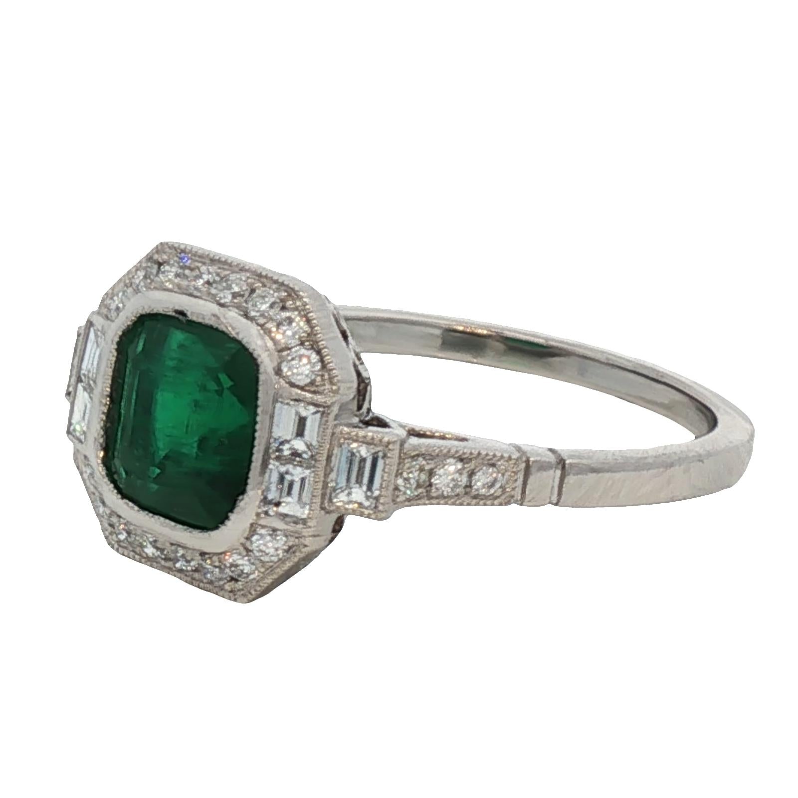 Emerald Diamond Platinum Cocktail Ring New