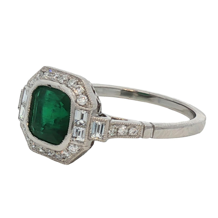 Emerald Diamond Platinum Cocktail Ring New