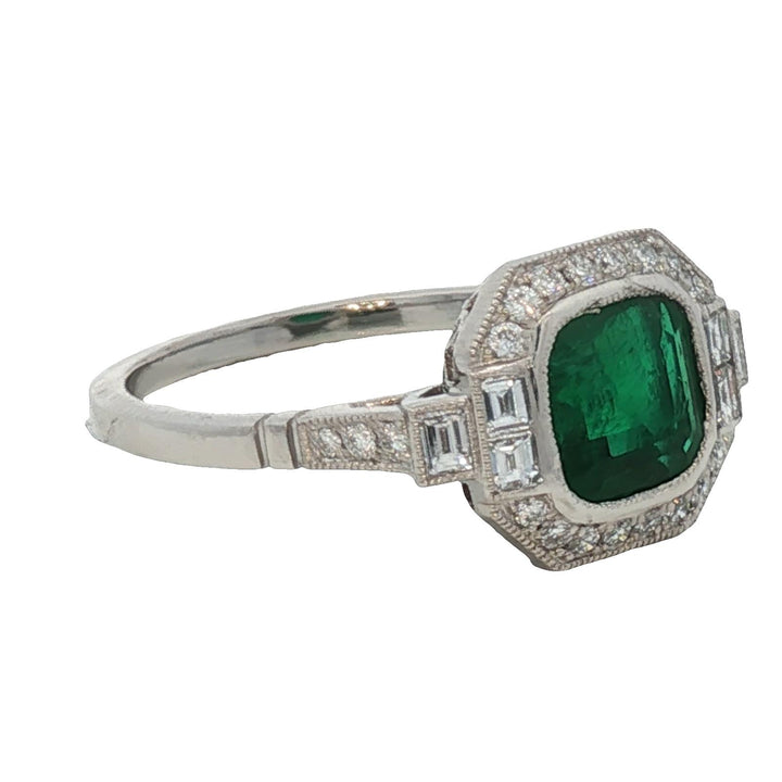 Emerald Diamond Platinum Cocktail Ring New