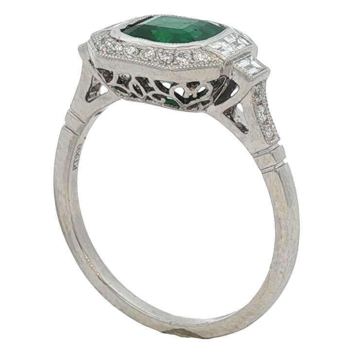 Emerald Diamond Platinum Cocktail Ring New