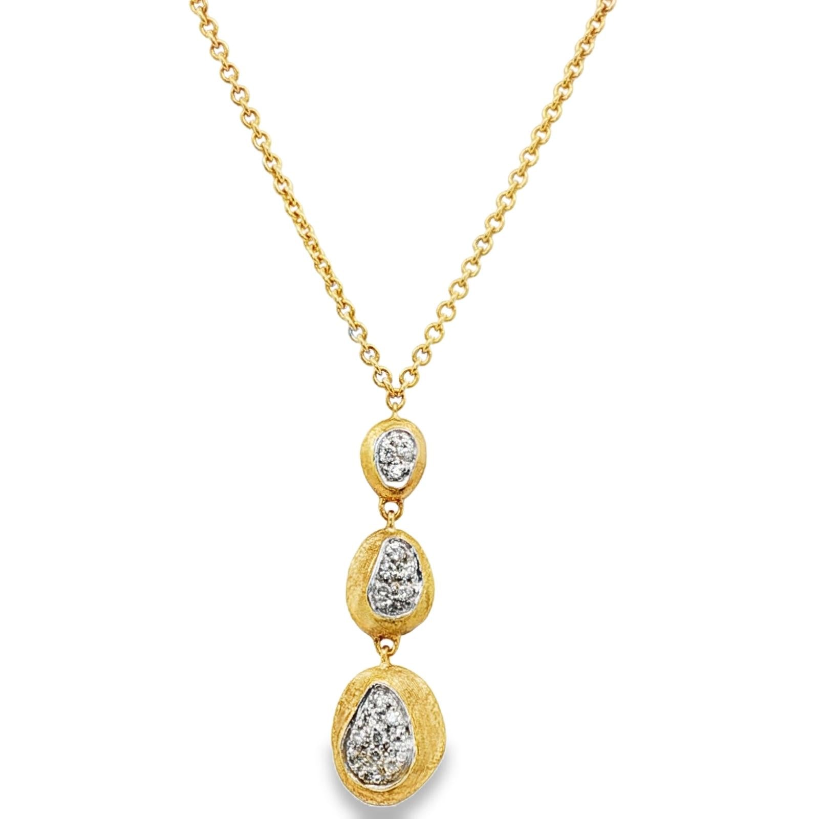 Marco Bicego Siviglia Diamond 18KYG 20 Inch Drop Pendant Necklace