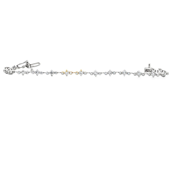 3.50 CTW Round Brilliant Cut Diamond 14 Karat White Gold Modern Link Bracelet