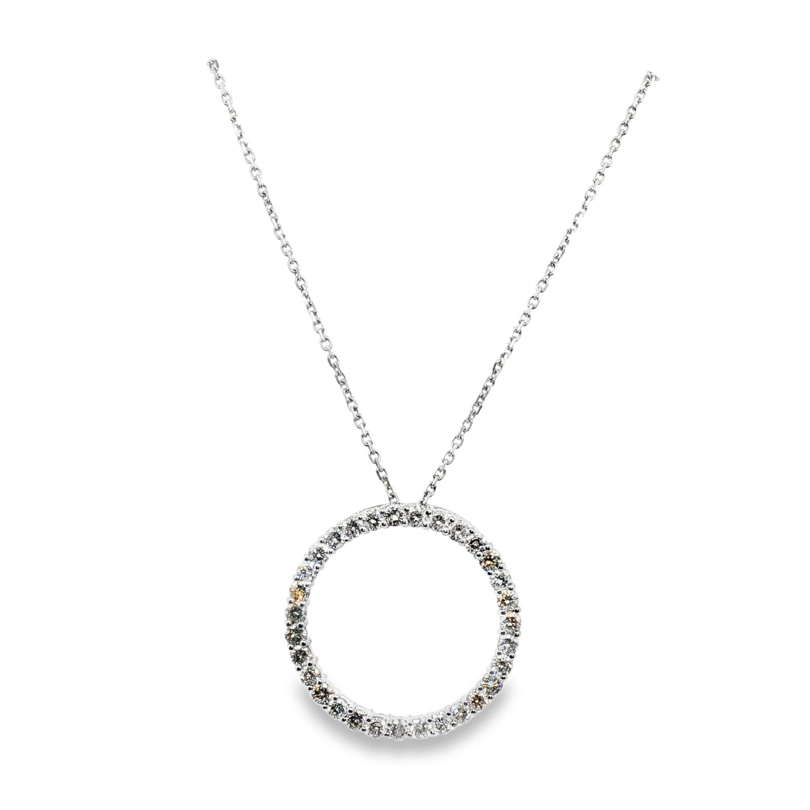 2.50 CTW Round Brilliant Cut Diamond Open Circle Pendant Necklace 14K White Gold