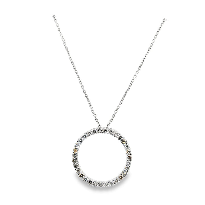 2.50 CTW Round Brilliant Cut Diamond Open Circle Pendant Necklace 14K White Gold