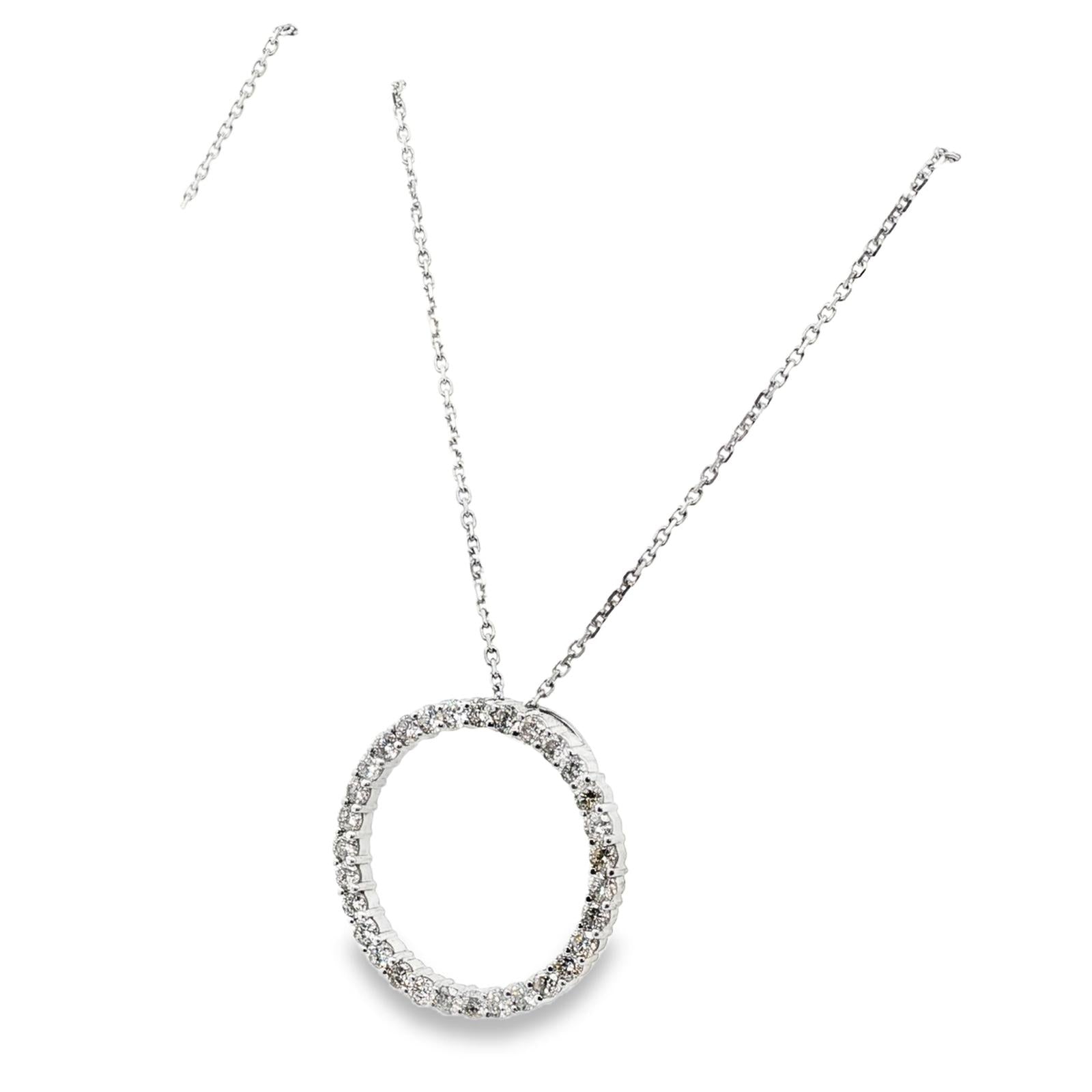 2.50 CTW Round Brilliant Cut Diamond Open Circle Pendant Necklace 14K White Gold