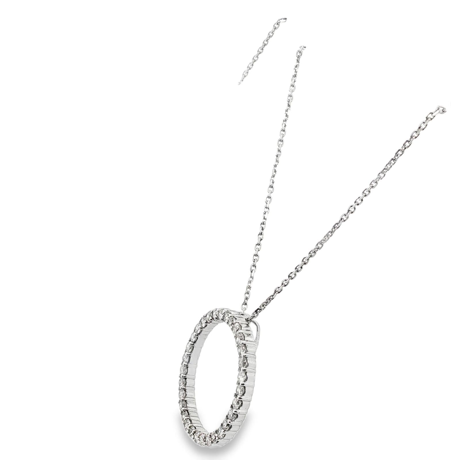 2.50 CTW Round Brilliant Cut Diamond Open Circle Pendant Necklace 14K White Gold
