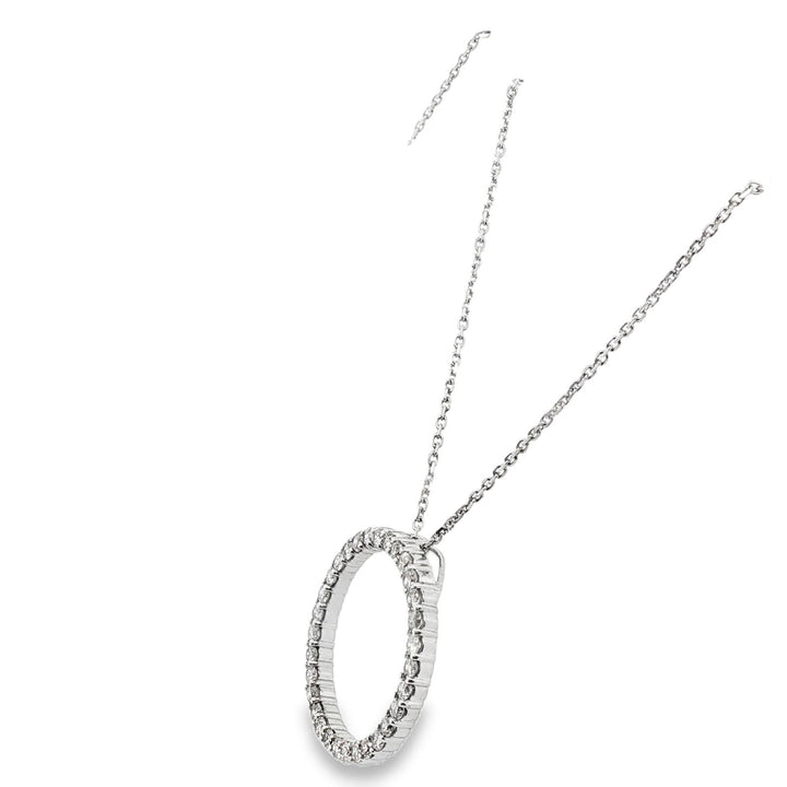 2.50 CTW Round Brilliant Cut Diamond Open Circle Pendant Necklace 14K White Gold