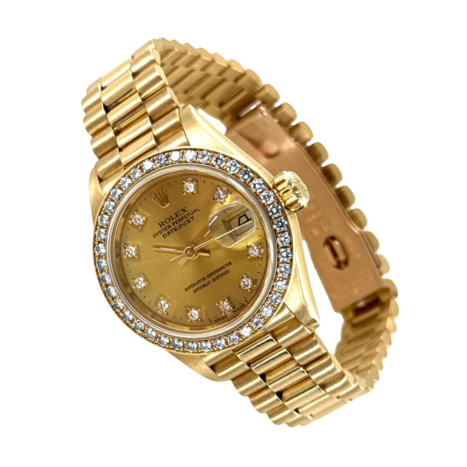 18y Ladys 26mm Rolex President Diamond Dial and Diamond Bezel