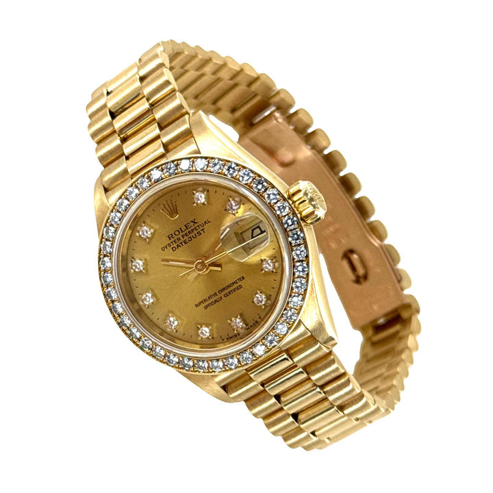 18y Ladys 26mm Rolex President Diamond Dial and Diamond Bezel