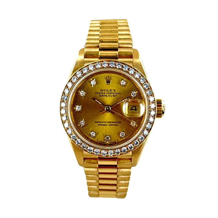 18y Ladys 26mm Rolex President Diamond Dial and Diamond Bezel