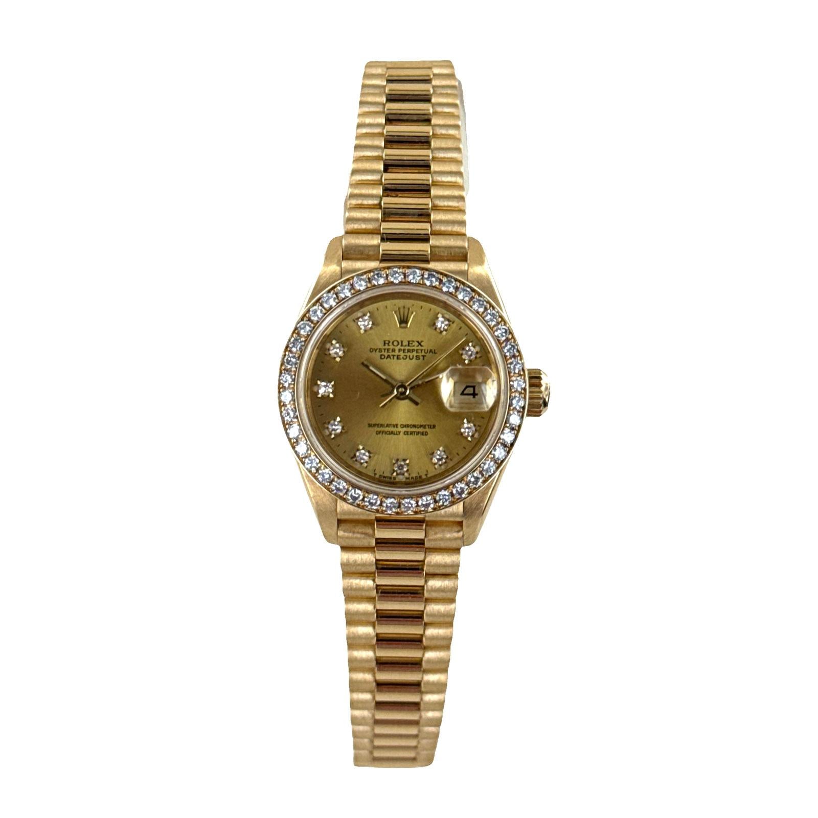 18y Ladys 26mm Rolex President Diamond Dial and Diamond Bezel