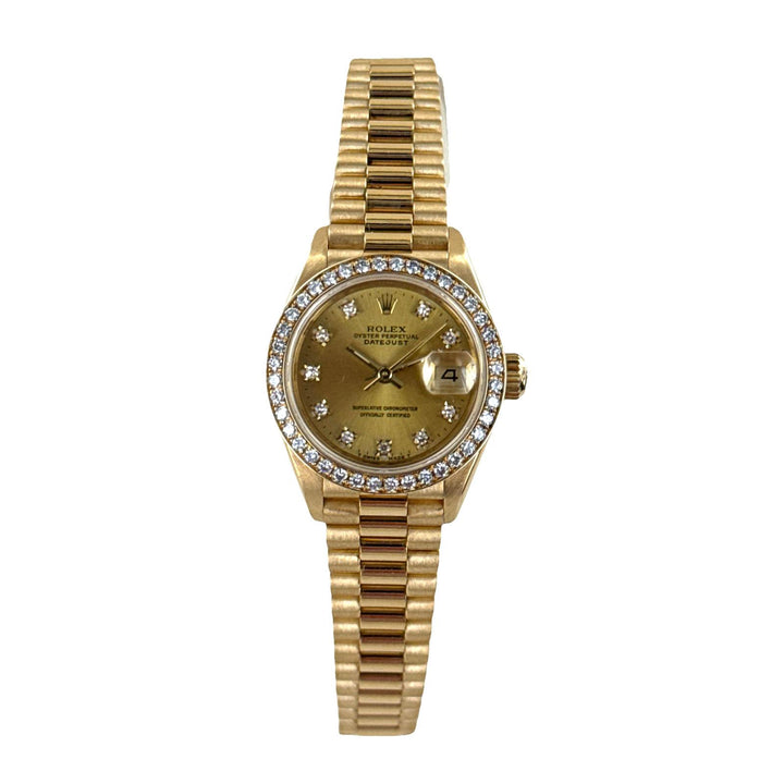 18y Ladys 26mm Rolex President Diamond Dial and Diamond Bezel