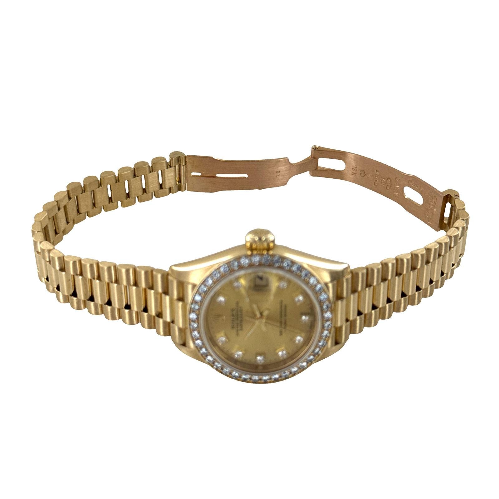 18y Ladys 26mm Rolex President Diamond Dial and Diamond Bezel