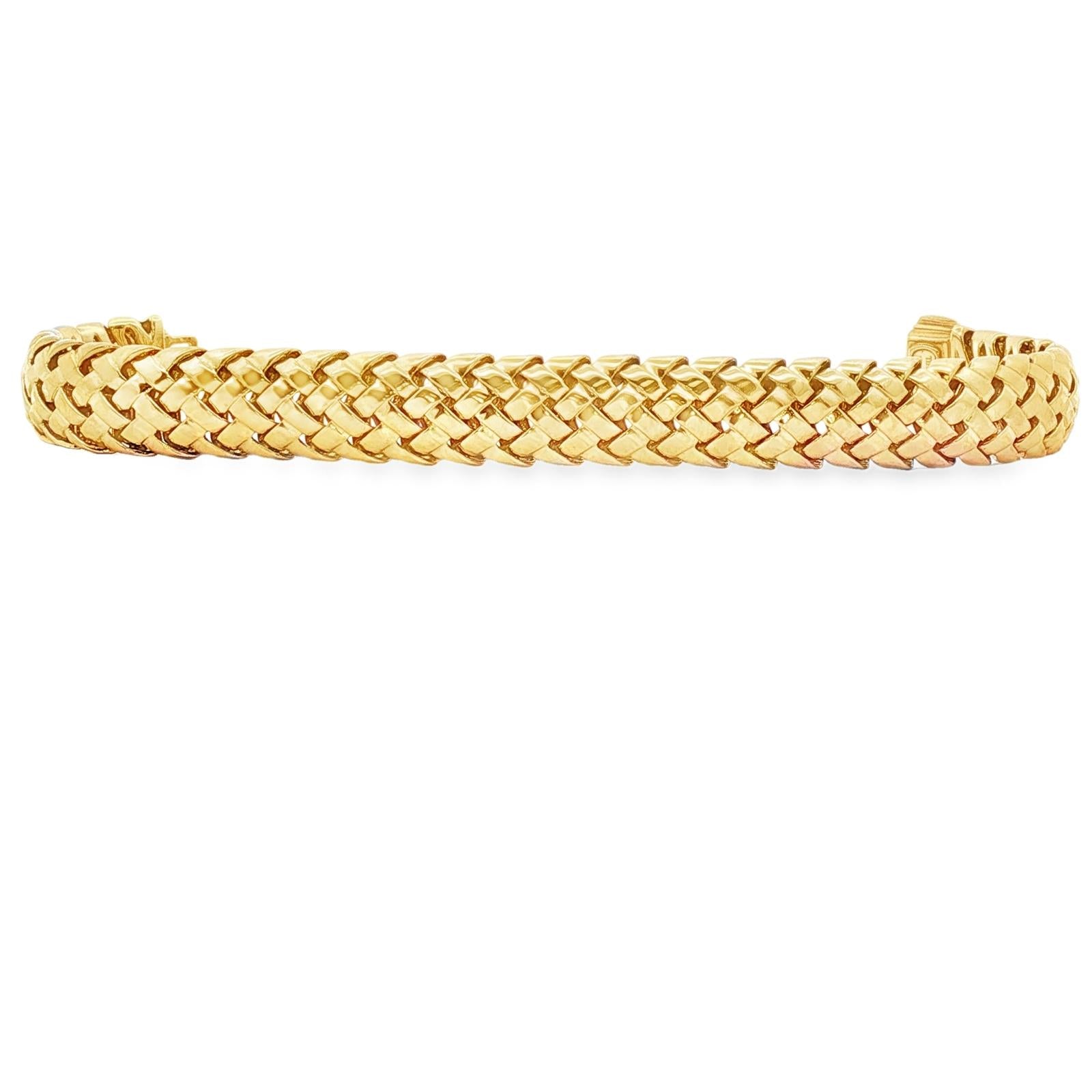 1995 Tiffany & Co. Vannerie 18 Karat Yellow Gold Basekt Weave Bracelet