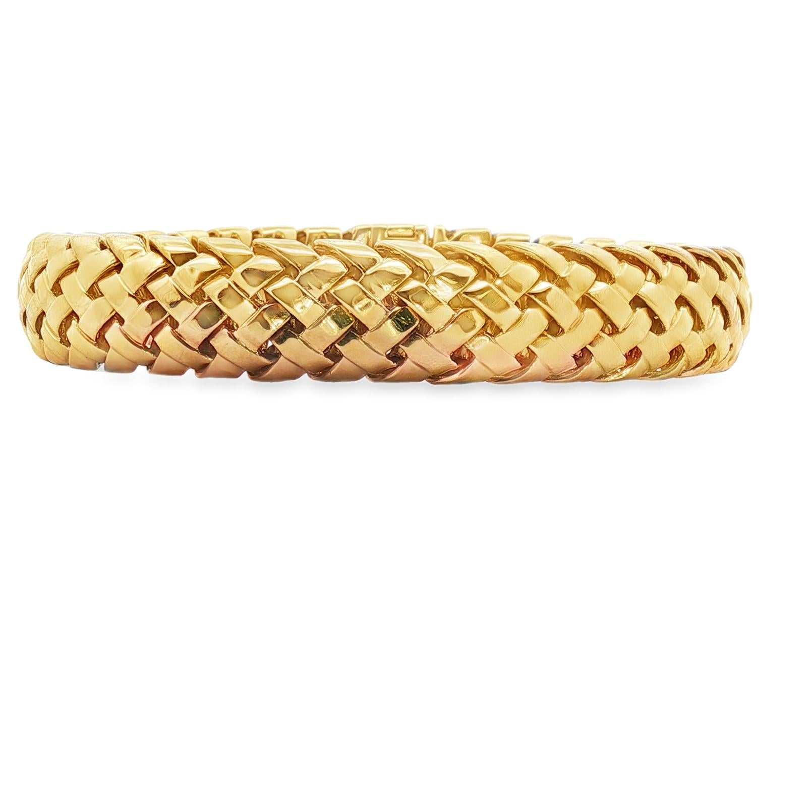 1995 Tiffany & Co. Vannerie 18 Karat Yellow Gold Basekt Weave Bracelet