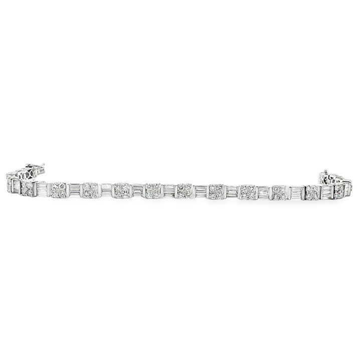 6.50 CTW Round & Baguette-Cut Diamond 18KWG Dot-Dash Link Bracelet