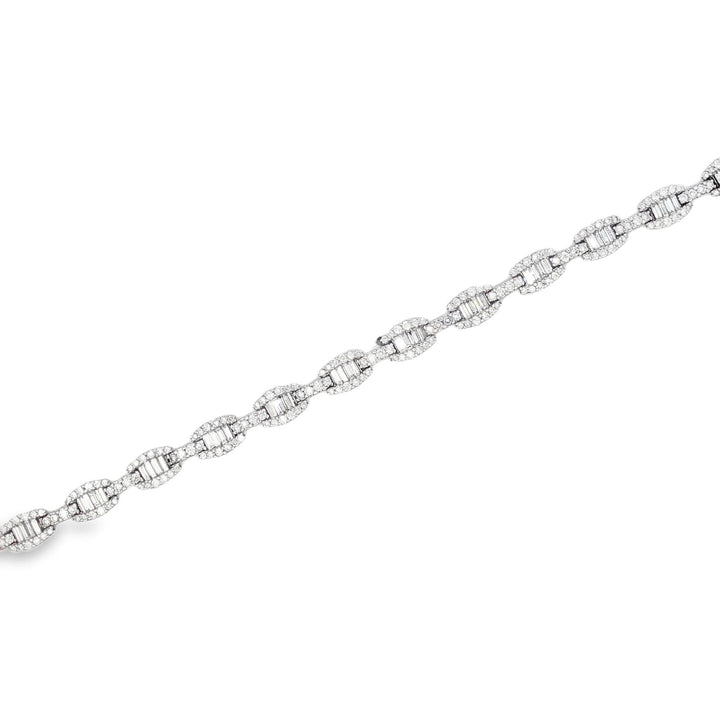 7 CTW Round Brilliant & Baguette-Cut Diamond 18K White Gold Modern Link Bracelet