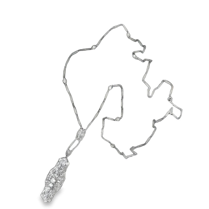 Art Deco Diamond Platinum Pin & Pendant Necklace Combo