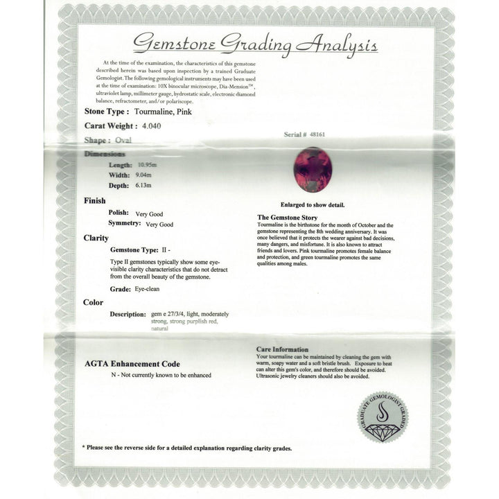 4 CT Oval Pink Tourmaline Diamond 14 Karat White Gold Cocktail Ring