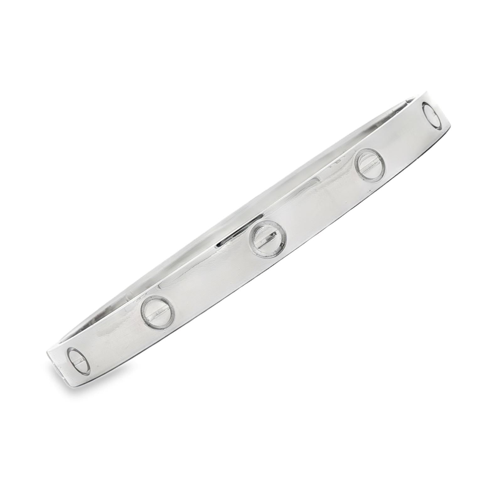 Cartier Classic Love 18 Karat White Gold Bangle Bracelet 19 Screwdriver B&P