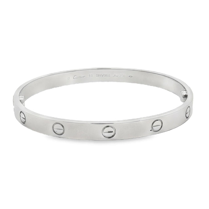 Cartier Classic Love 18 Karat White Gold Bangle Bracelet 19 Screwdriver B&P