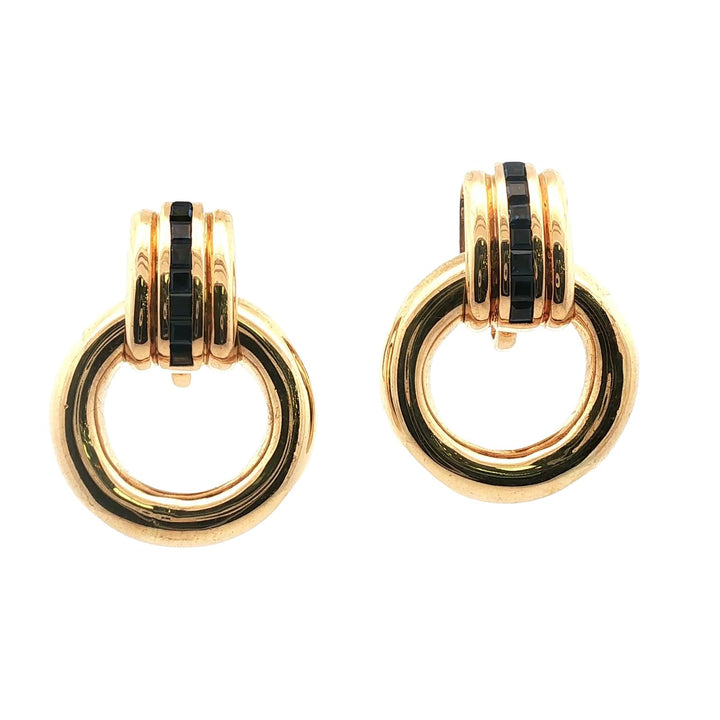 Tiffany & Company Italy Sapphire 18KYG Vintage Door Knocker Ear-Clip Earrings