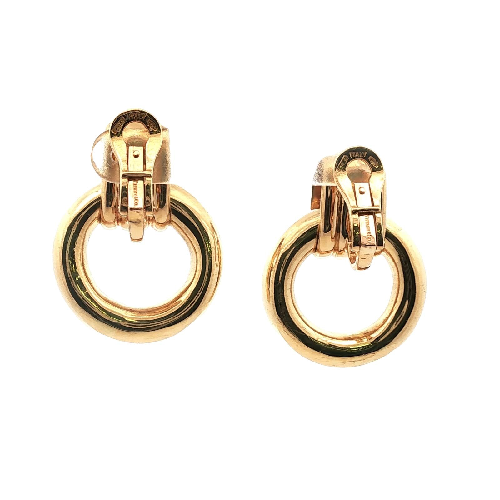 Tiffany & Company Italy Sapphire 18KYG Vintage Door Knocker Ear-Clip Earrings