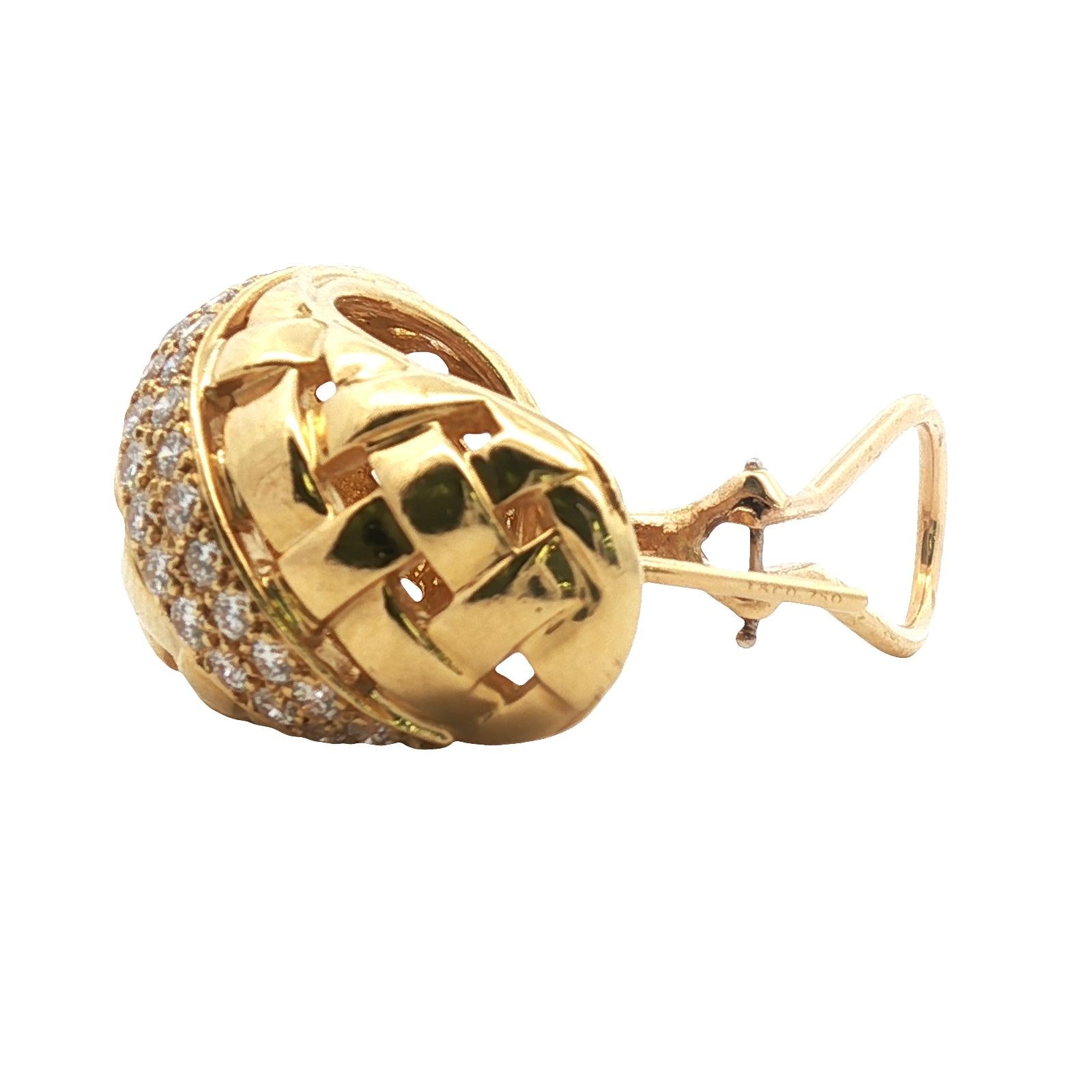 Tiffany & Company Diamond Vannerie Basket Weave 18 Karat Yellow Gold Earrings