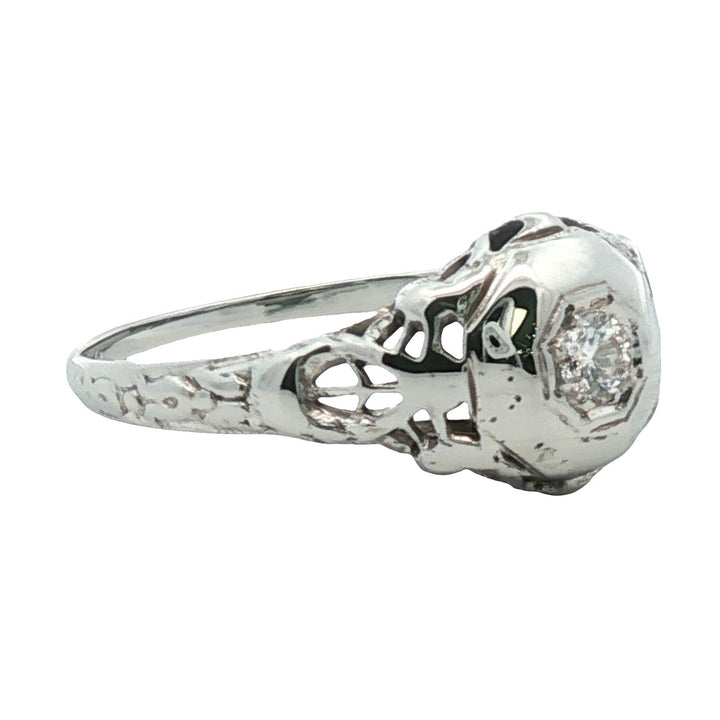 1950's Diamond 18 Karat White Gold Solitaire Engagment Vintage Ring