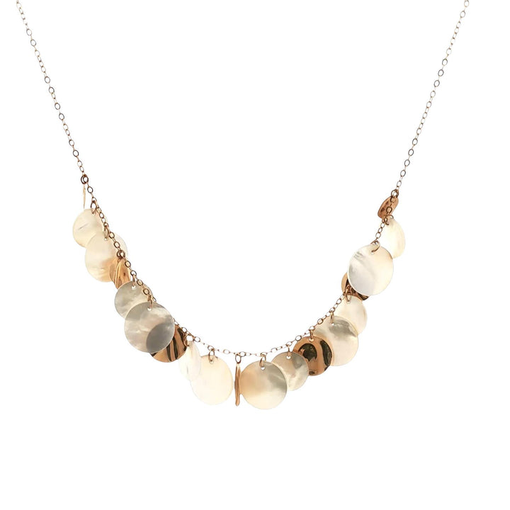 Mother Of Pearl 14 Karat Yellow Gold Disc Dangle Necklace