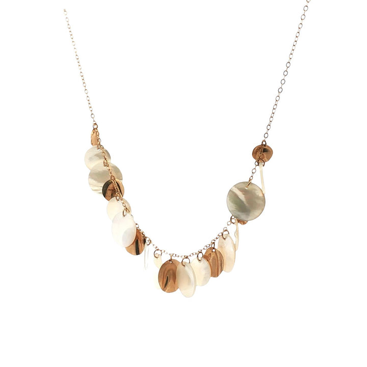 Mother Of Pearl 14 Karat Yellow Gold Disc Dangle Necklace