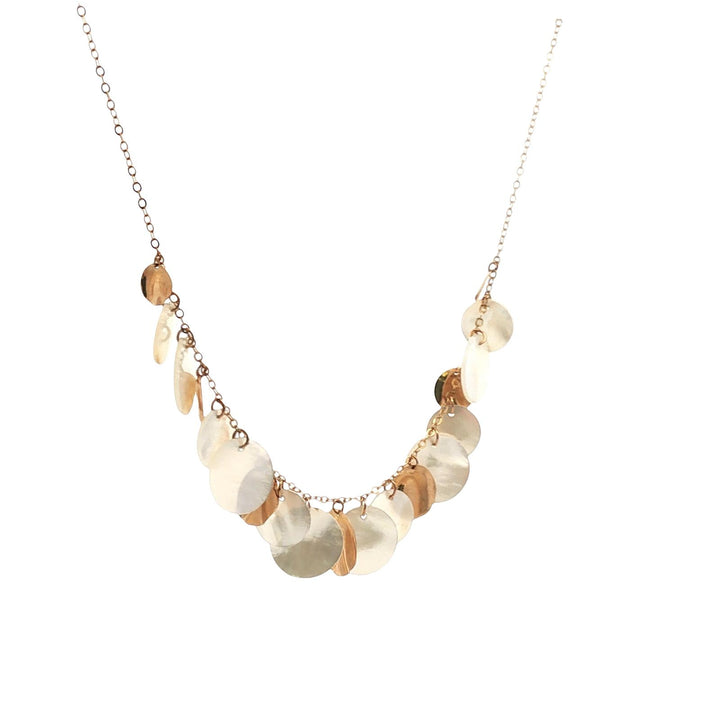 Mother Of Pearl 14 Karat Yellow Gold Disc Dangle Necklace