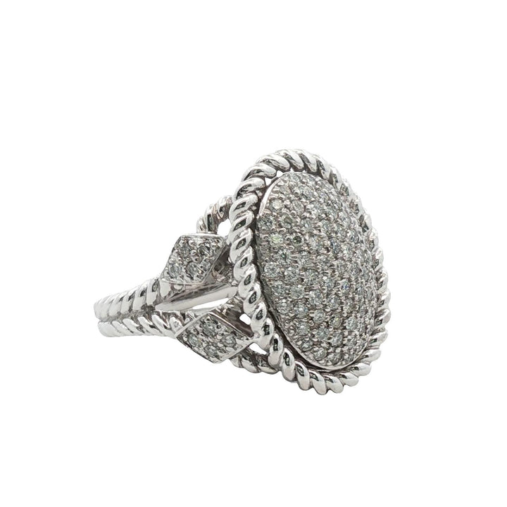 Pavé Diamond 14 Karat White Gold Cable Split Shank Ring