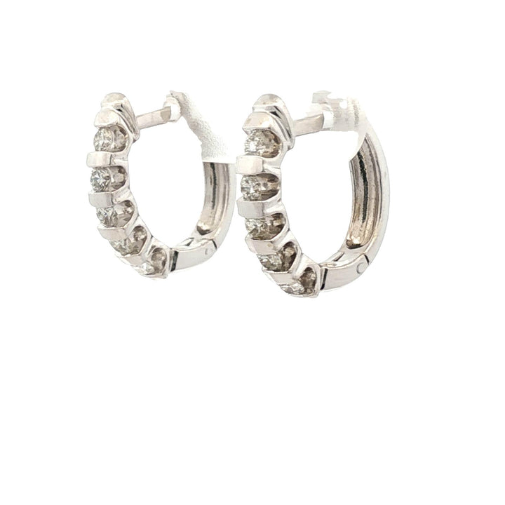 Diamond 14 Karat White Gold Half-Hoop Modern Earrings