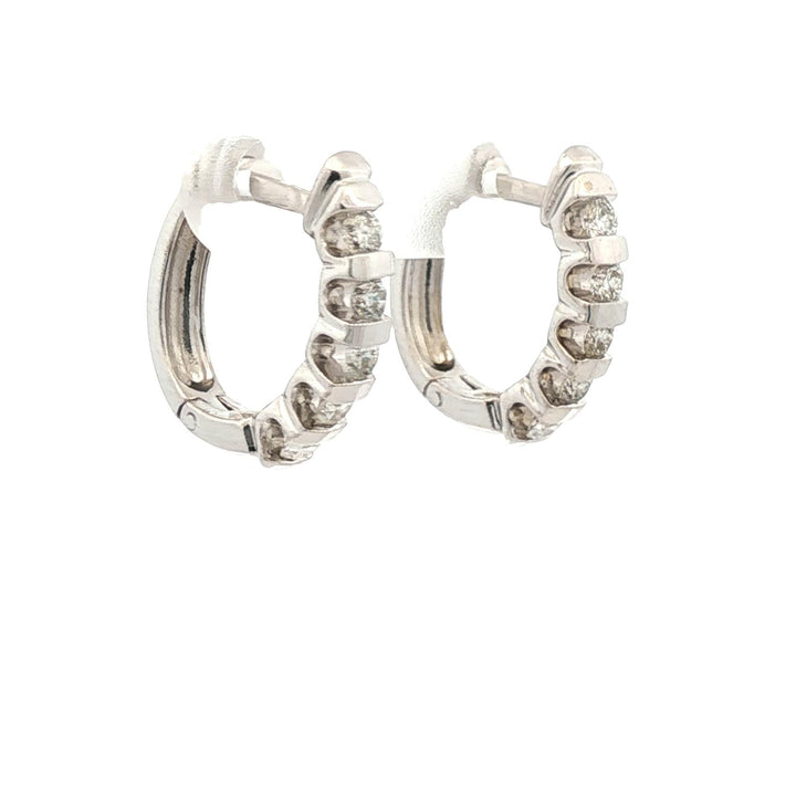 Diamond 14 Karat White Gold Half-Hoop Modern Earrings
