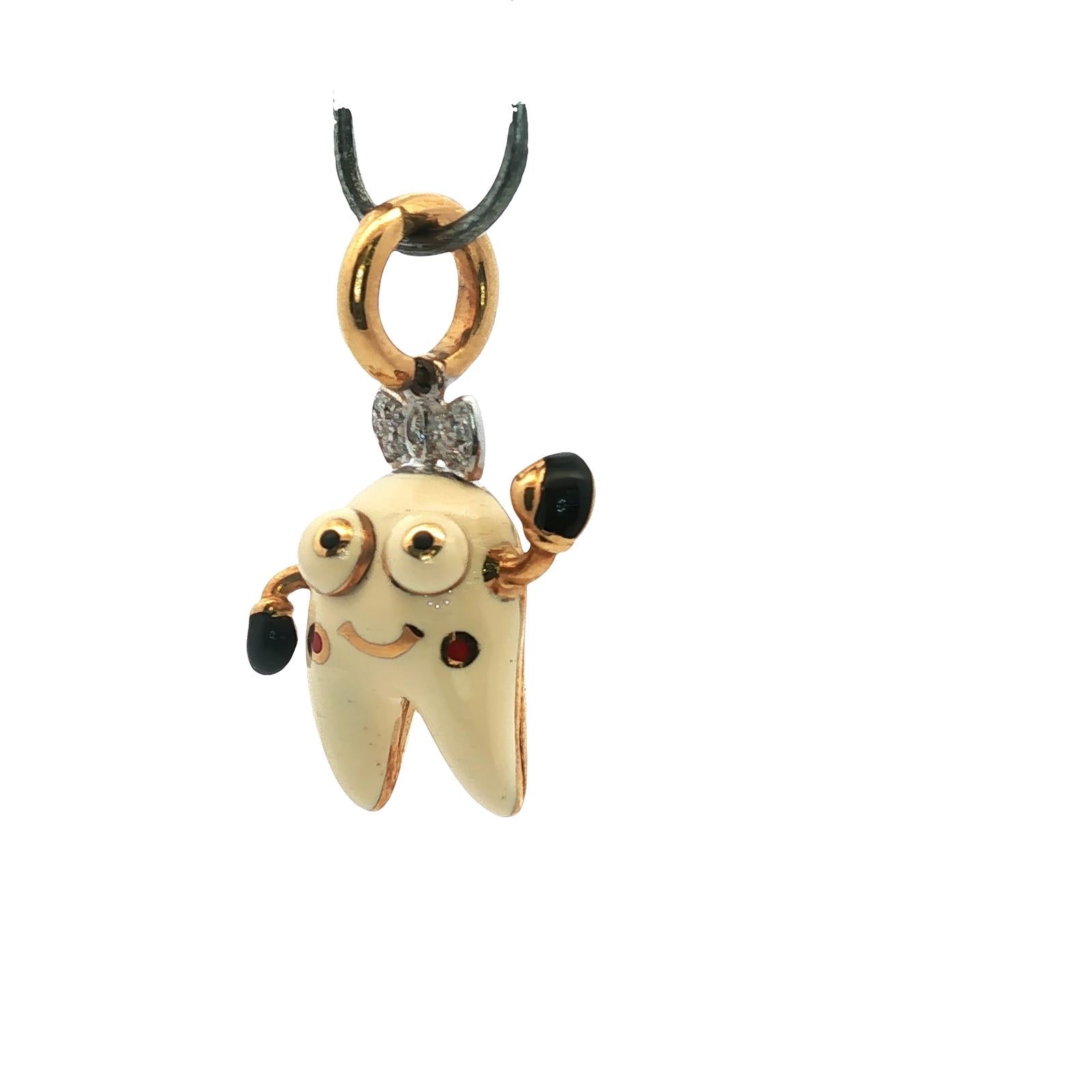 Aaron Basha Tooth Fairy Diamond 18 Karat Yellow Gold Charm