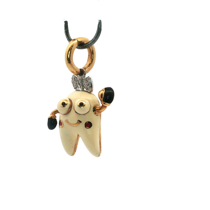 Aaron Basha Tooth Fairy Diamond 18 Karat Yellow Gold Charm