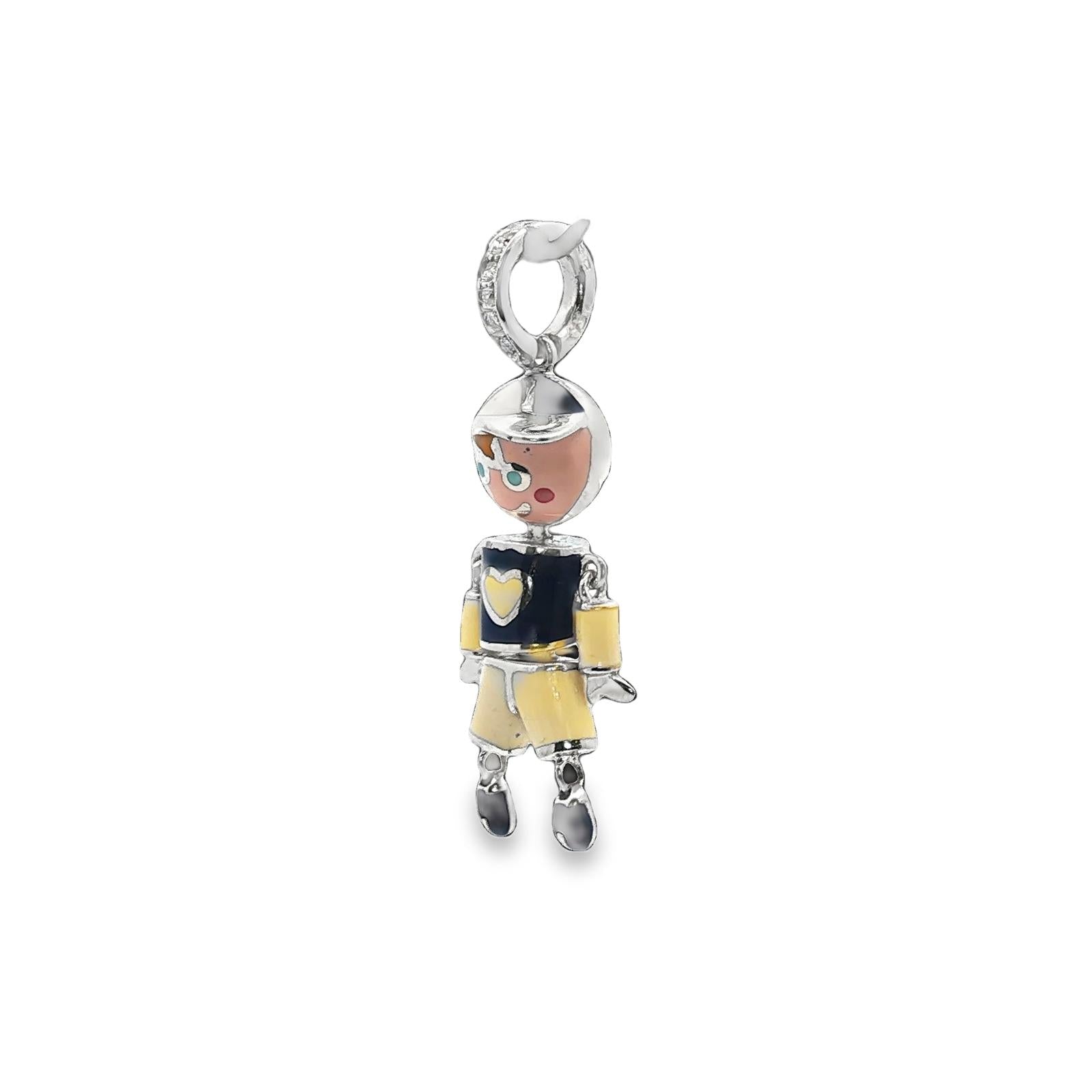 Aaron Basha Marionette Doll Charm 18KWG Diamond White & Blue