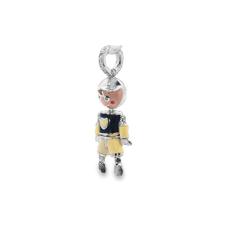 Aaron Basha Marionette Doll Charm 18KWG Diamond White & Blue
