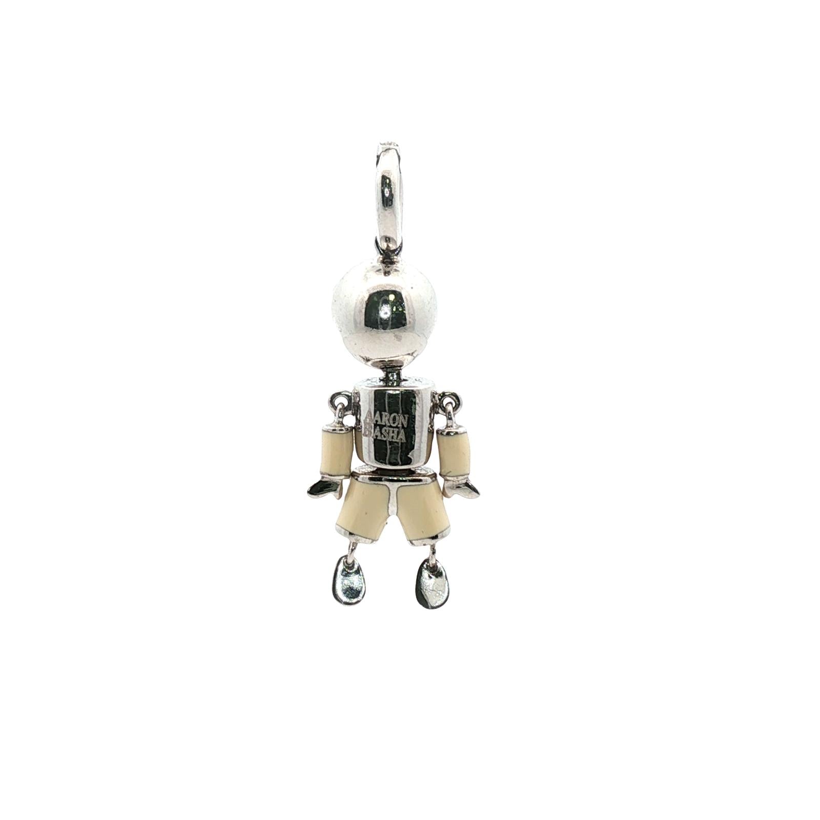 Aaron Basha Marionette Doll Charm 18KWG Diamond White & Blue