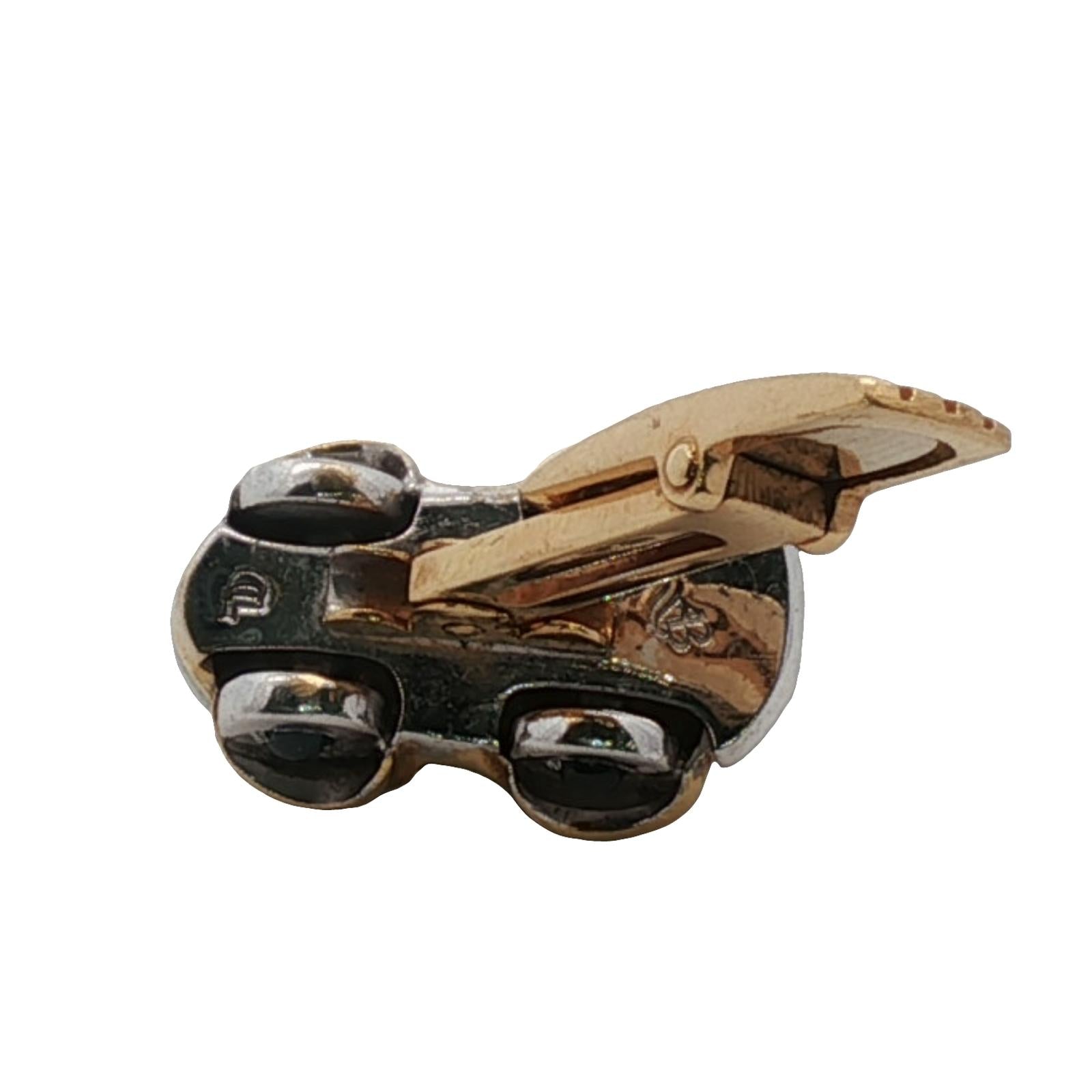 Aaron Basha 18KYG Diamond Blue White Car Cufflinks