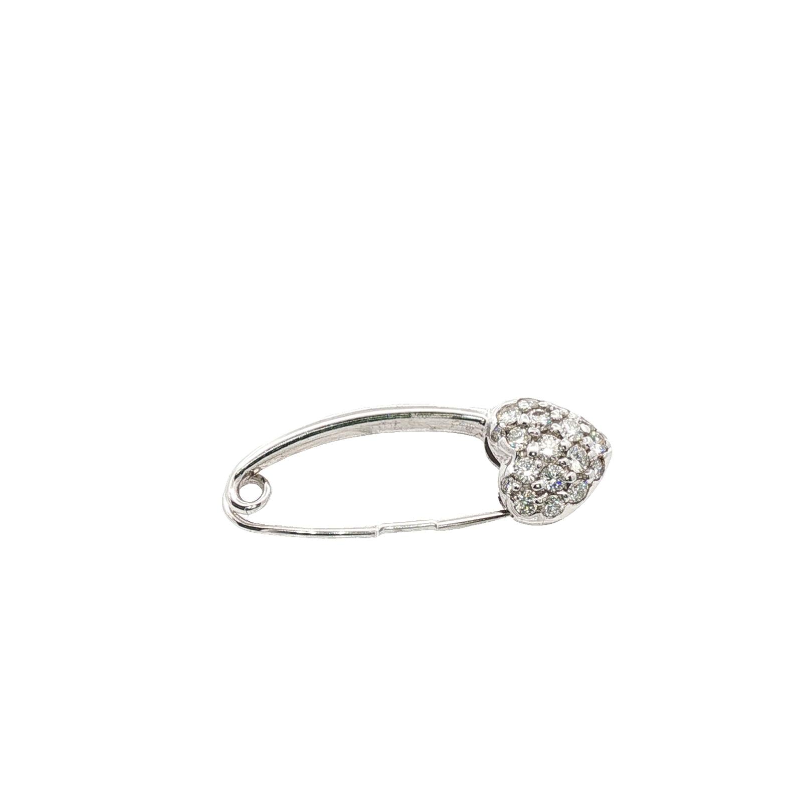 Aaron Basha 18KWG Pavé Diamond Heart Diaper Pin