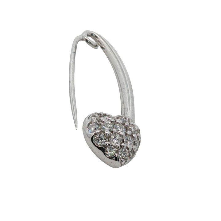 Aaron Basha 18KWG Pavé Diamond Heart Diaper Pin