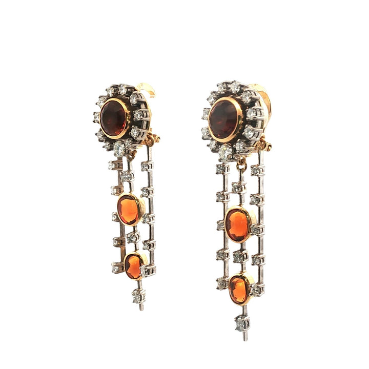 Diamond Citrine Drop 18 Karat Two Tone Gold Leverback Earrings
