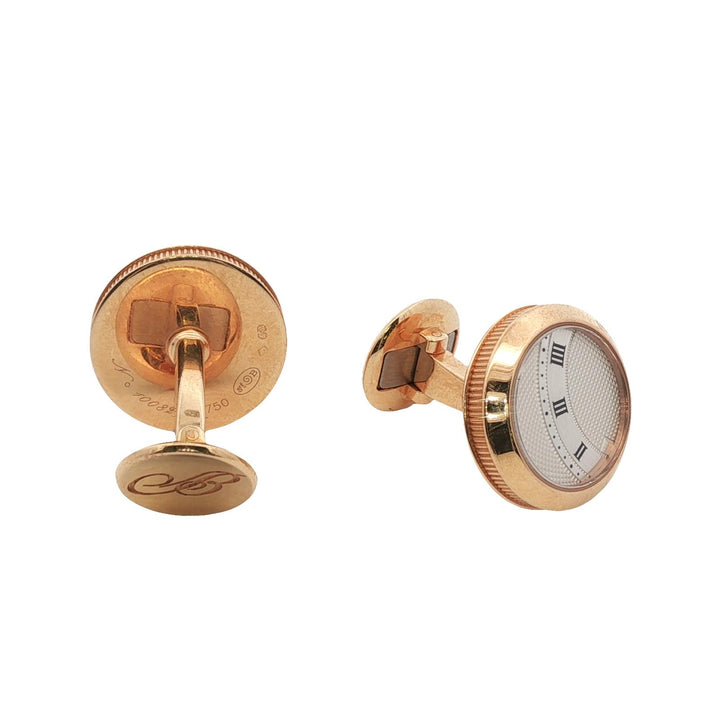 Breguet Cadran Guilloche Round Shape 18 Karat Rose Gold Cufflinks